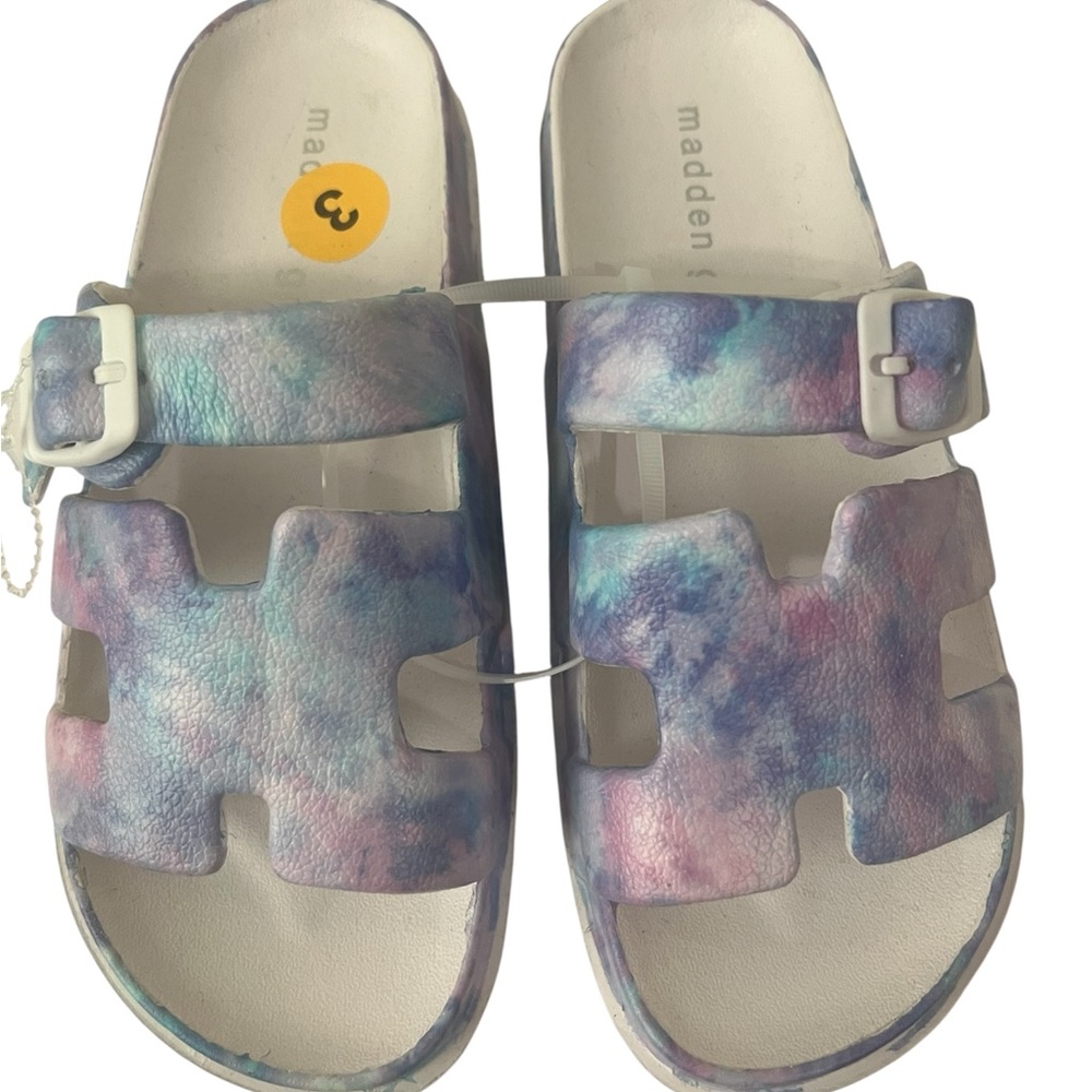 Madden Girl Pastel‎ Buckle Comfy Slides Sandals Brand New